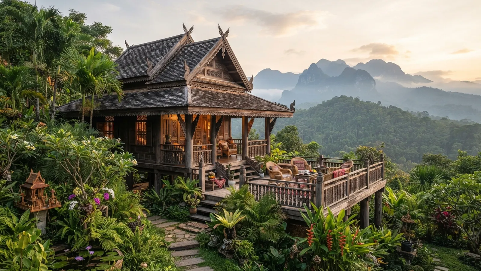 Traditional Lanna-style villa with mountain views in Chiang Mai