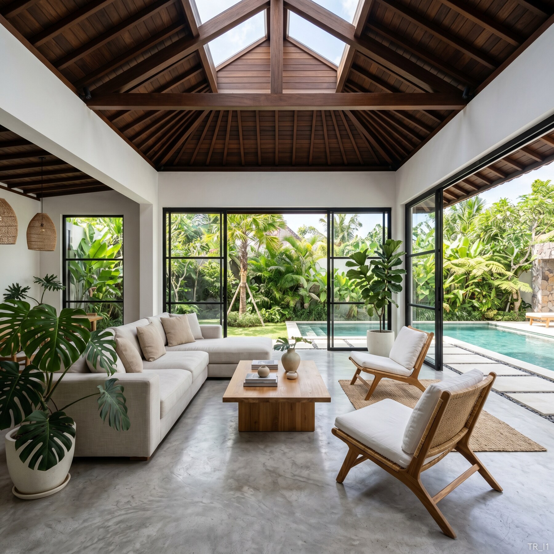Modern tropical villa living room