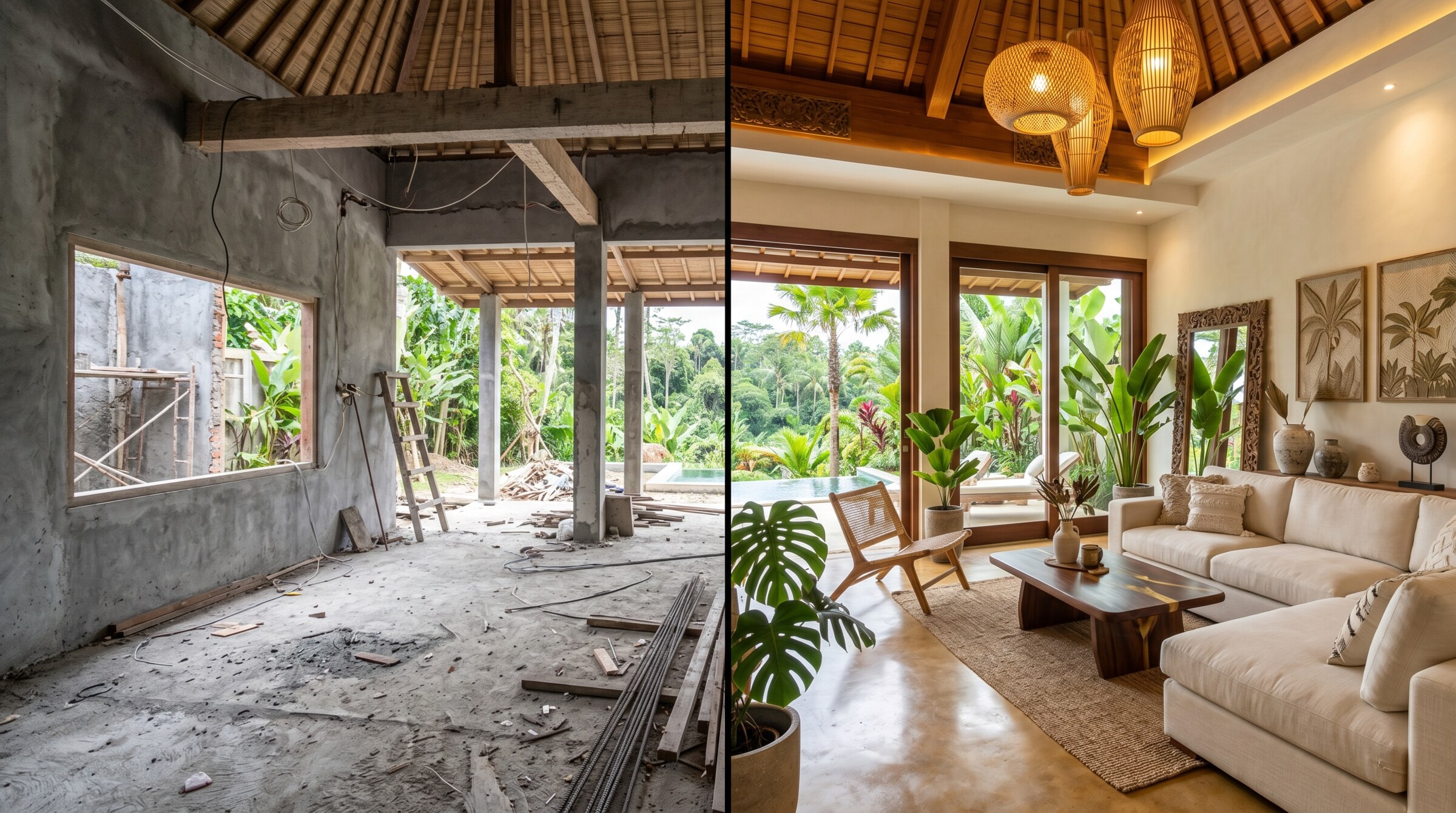 Construction site transformed into finished interior